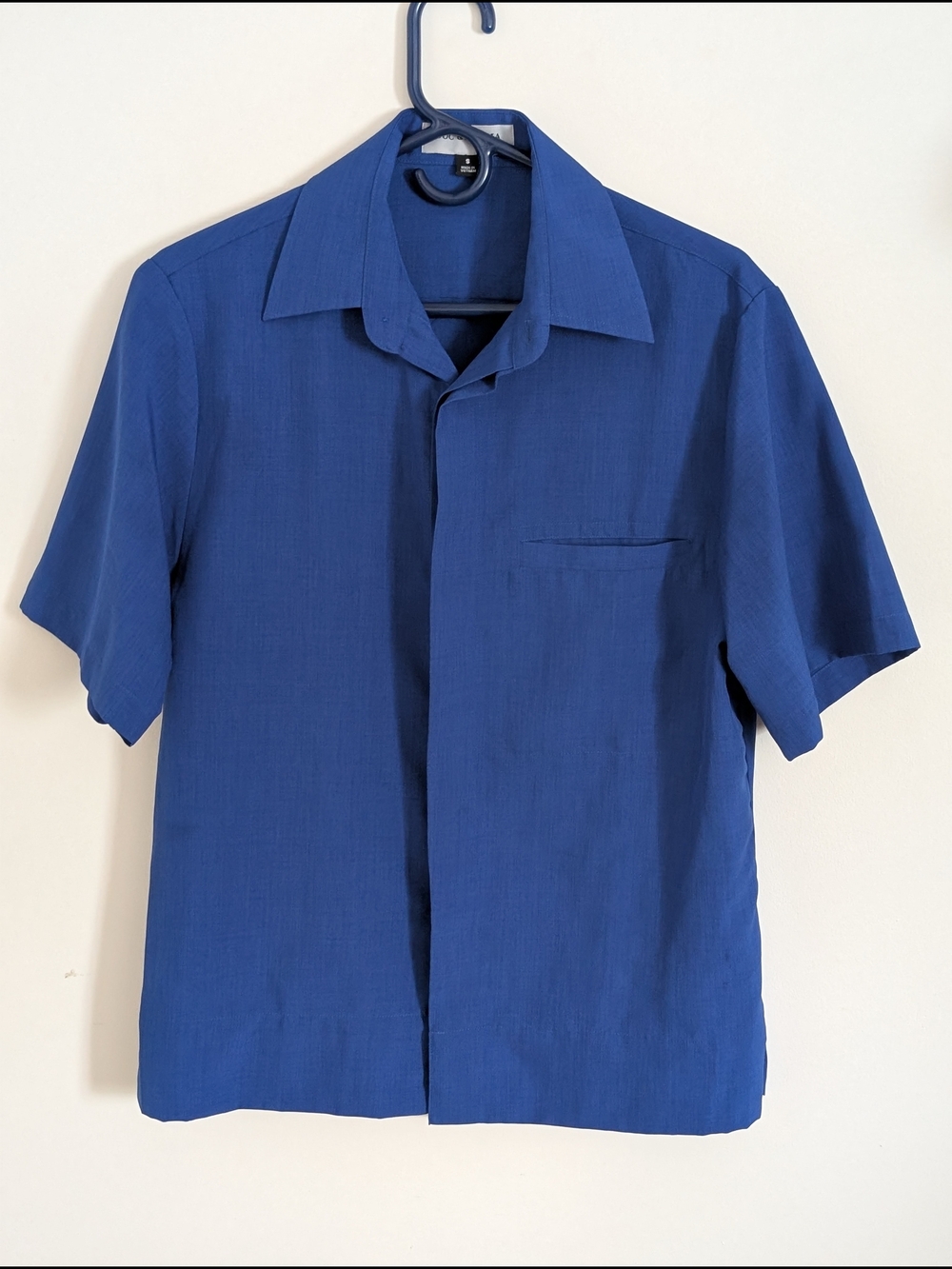 Doc & Amelia by Cintas Men's Blue Solid Woven Button-Up Short Sleeve Shirt S